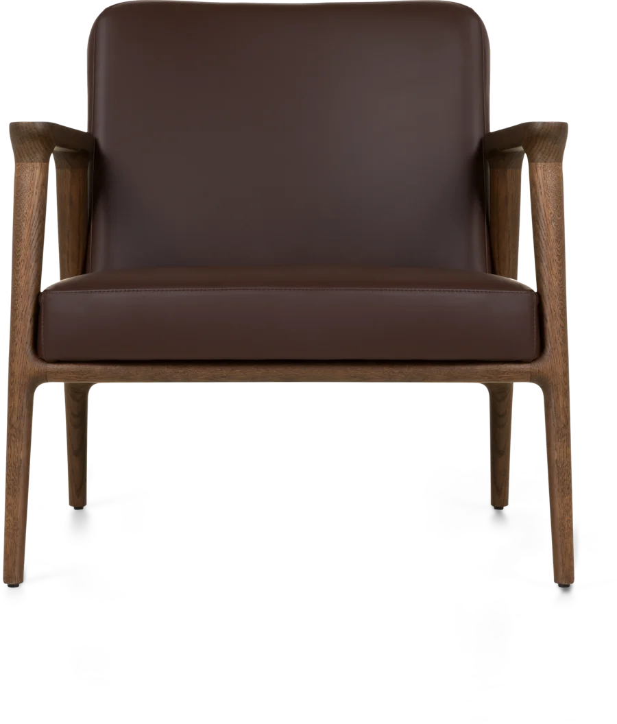 Zio Lounge Chair Spectrum brown with cinnamon legs front view